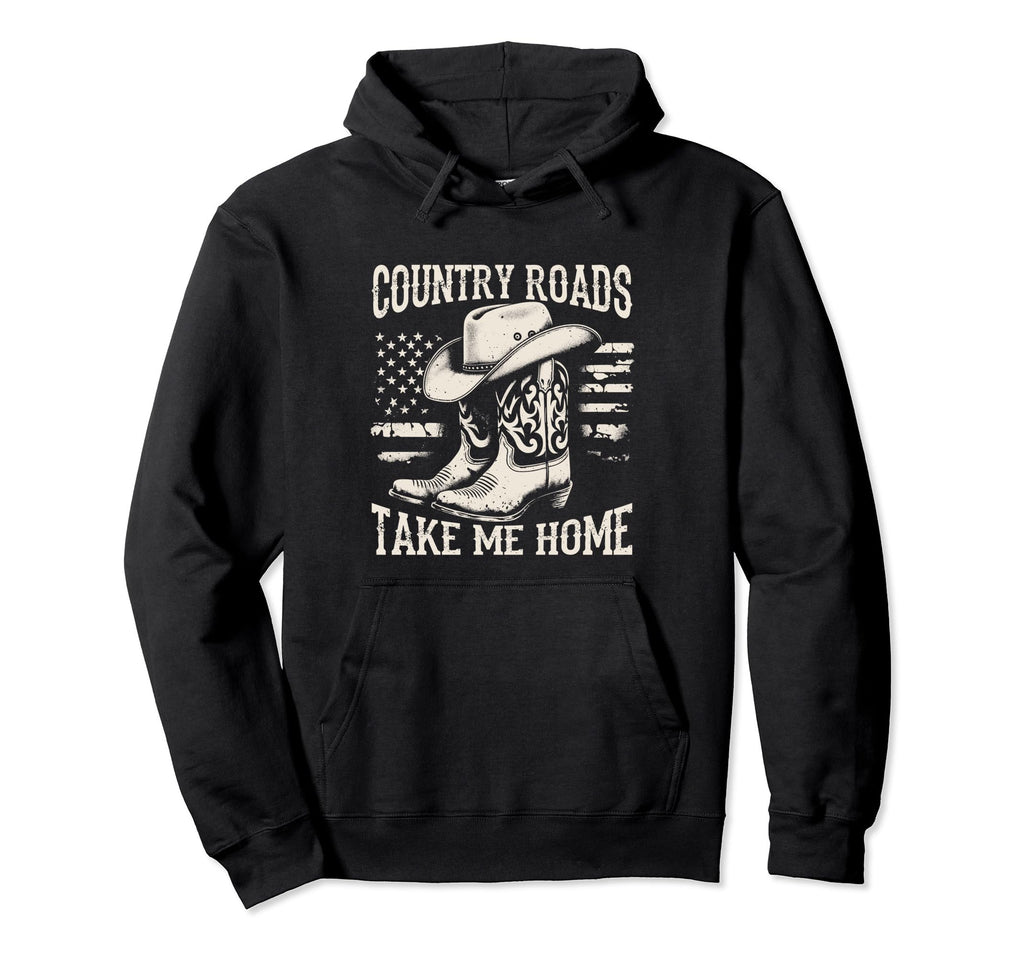 Country Roads Take Me Home Cowboy Hoodie - Aesthetic Graphic for Adults - T-Shirt, Sweatshirt, Hoodie