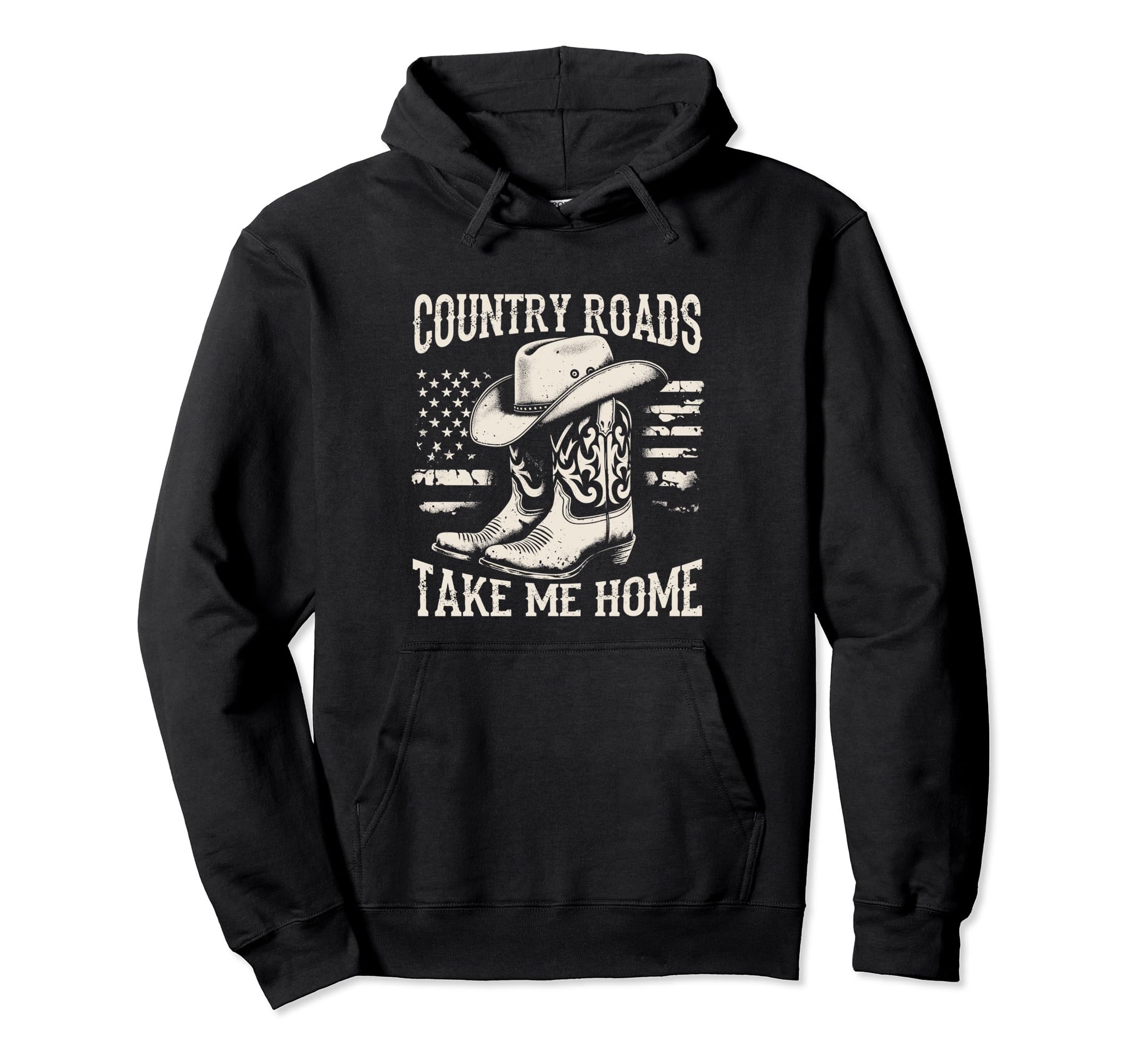 Country Roads Take Me Home Cowboy Hoodie - Aesthetic Graphic for Adults - T-Shirt, Sweatshirt, Hoodie