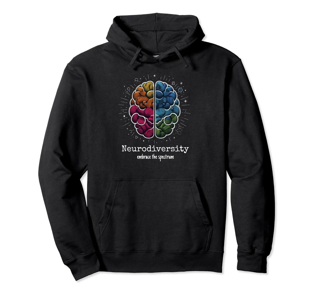 Colorful Rainbow Brain Neurodiversity Hoodie - Unique Graphic for Adults - T-Shirt, Sweatshirt, Hoodie