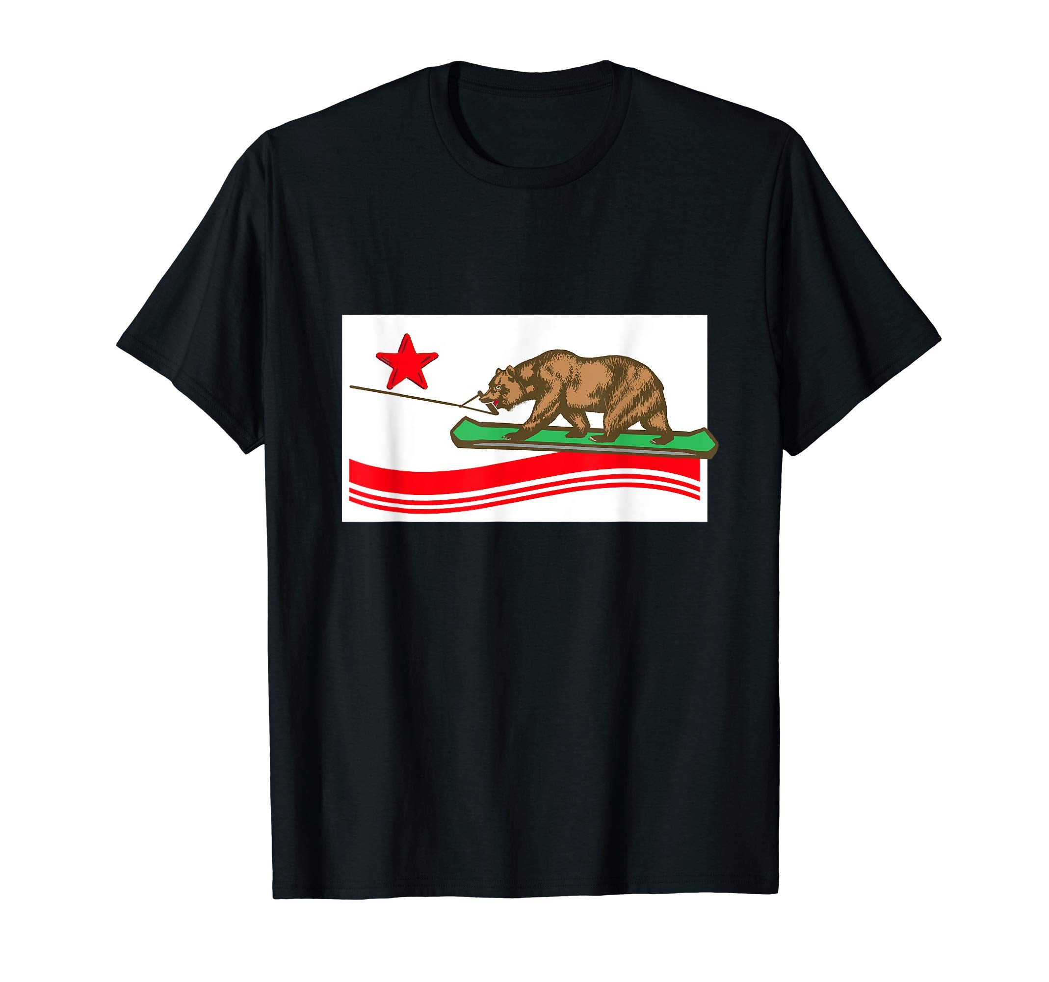 Wakeboarding Bear California Flag Funny T-Shirt - Graphic Print for Adults - T-Shirt, Sweatshirt, Hoodie