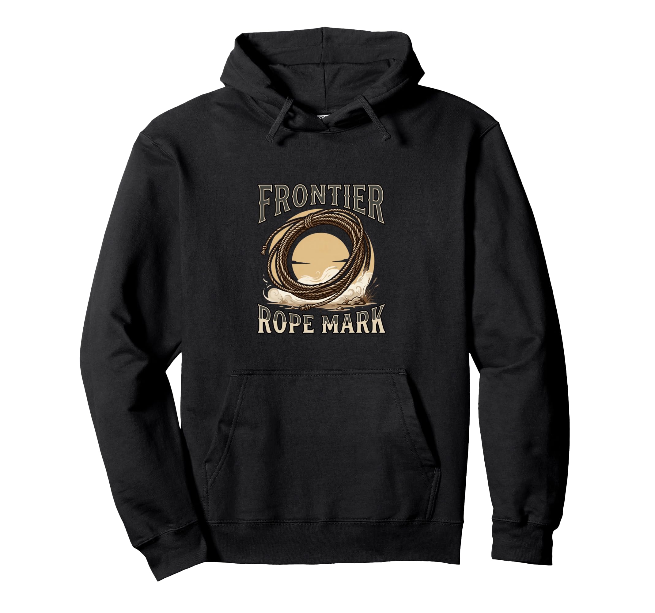 Frontier Rope Mark Western Cowboy Lasso Hoodie - Minimalist Print Men Women - T-Shirt, Sweatshirt, Hoodie