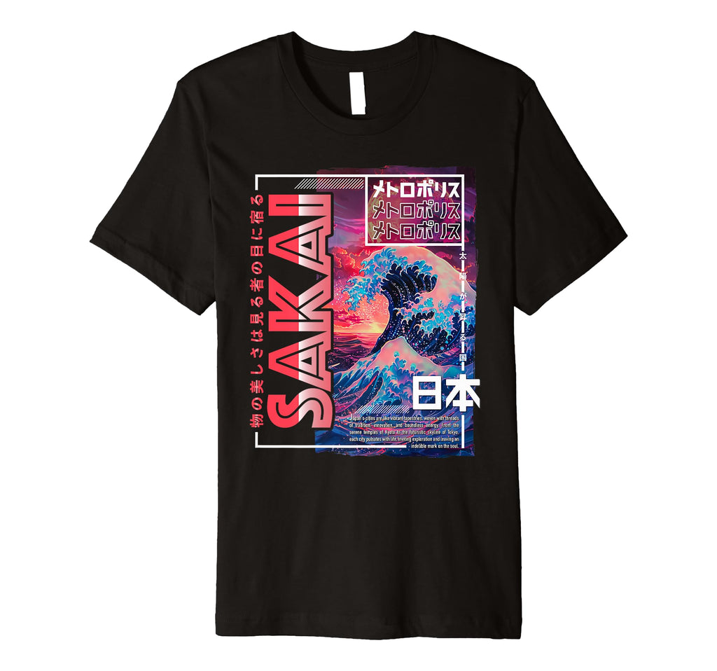 Sakai City 80S Synthwave Kanagawa T-Shirt - Aesthetic Graphic Men Women - T-Shirt, Sweatshirt, Hoodie