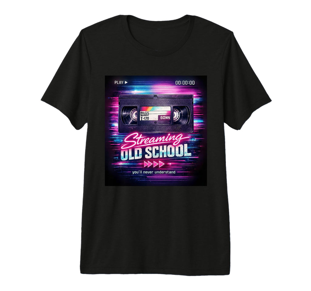 Mens Streaming Old School Video 80S 90S T-Shirt - Minimalist Print Unisex - T-Shirt, Sweatshirt, Hoodie