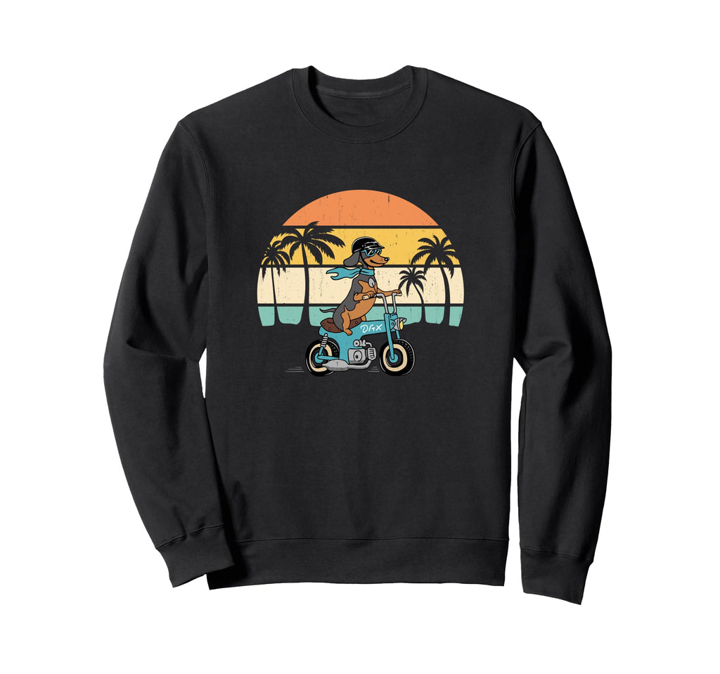 Miniature Dachshund Dax Motorcycle Sweatshirt - Graphic Print Unisex - T-Shirt, Sweatshirt, Hoodie