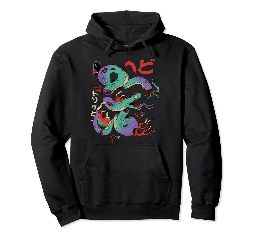 Japanese Psychedelic Snake Tattoo Hoodie - Casual Everyday Wear Men Women - T-Shirt, Sweatshirt, Hoodie