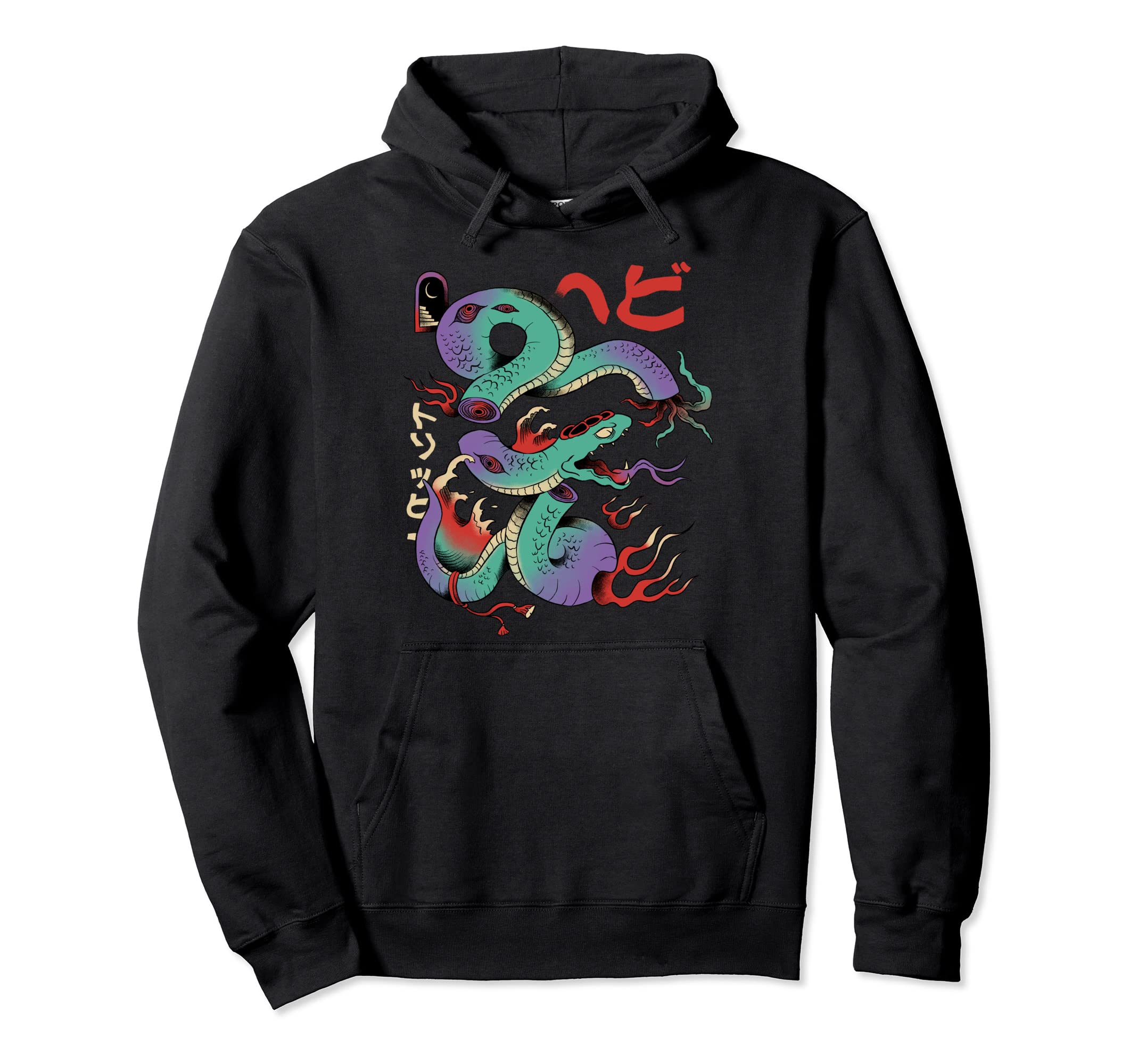 Japanese Psychedelic Snake Tattoo Hoodie - Casual Everyday Wear Men Women - T-Shirt, Sweatshirt, Hoodie