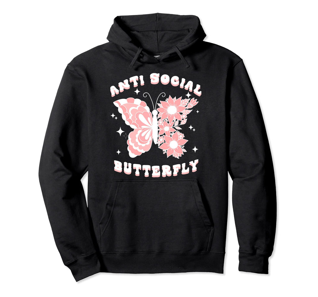 Anti Social Butterfly Womens Introvert Hoodie - Custom Art Print Unisex - T-Shirt, Sweatshirt, Hoodie