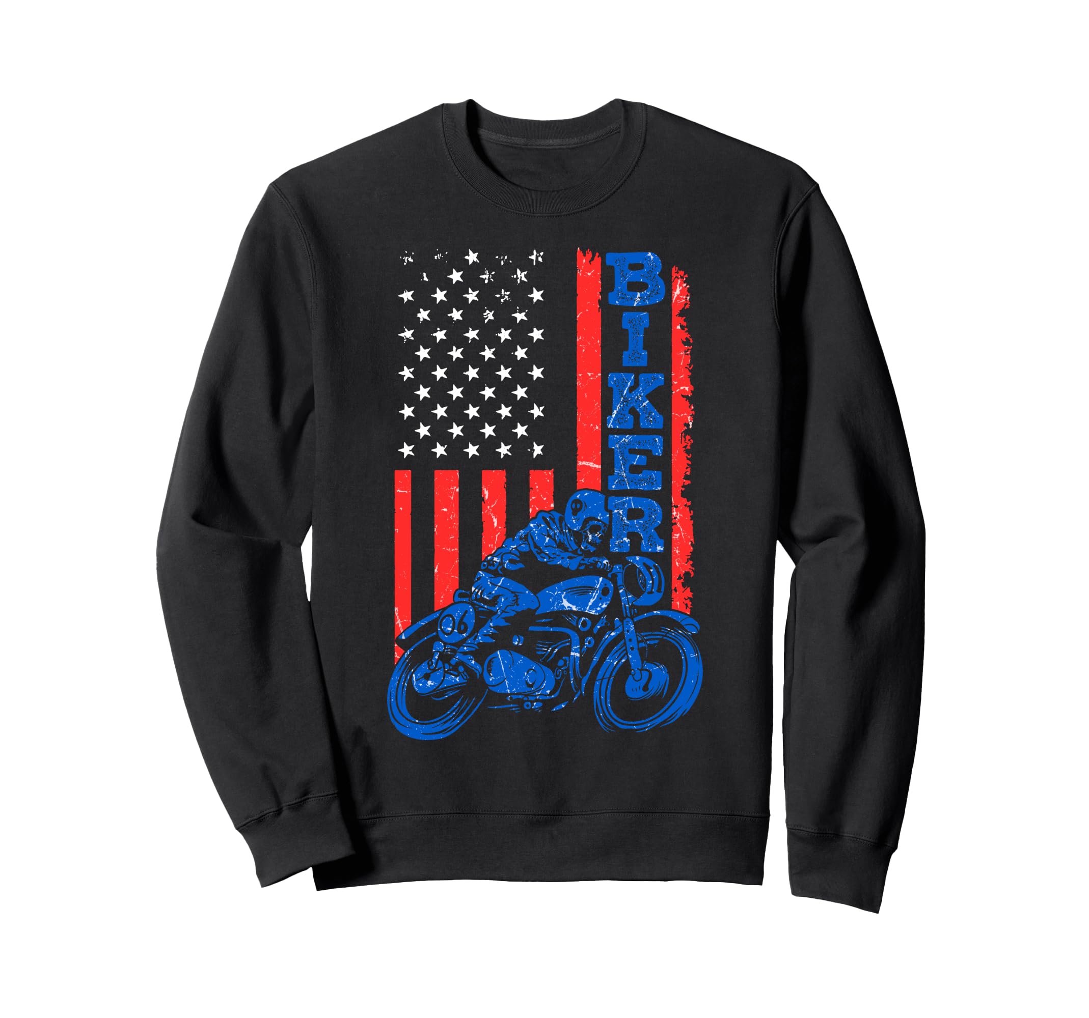 Us Flag Biker Riding Lover Sweatshirt - Fun Novelty Design for Adults - T-Shirt, Sweatshirt, Hoodie