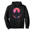Synthwave Cat Samurai Mediation Hoodie - Minimalist Print for Adults - T-Shirt, Sweatshirt, Hoodie