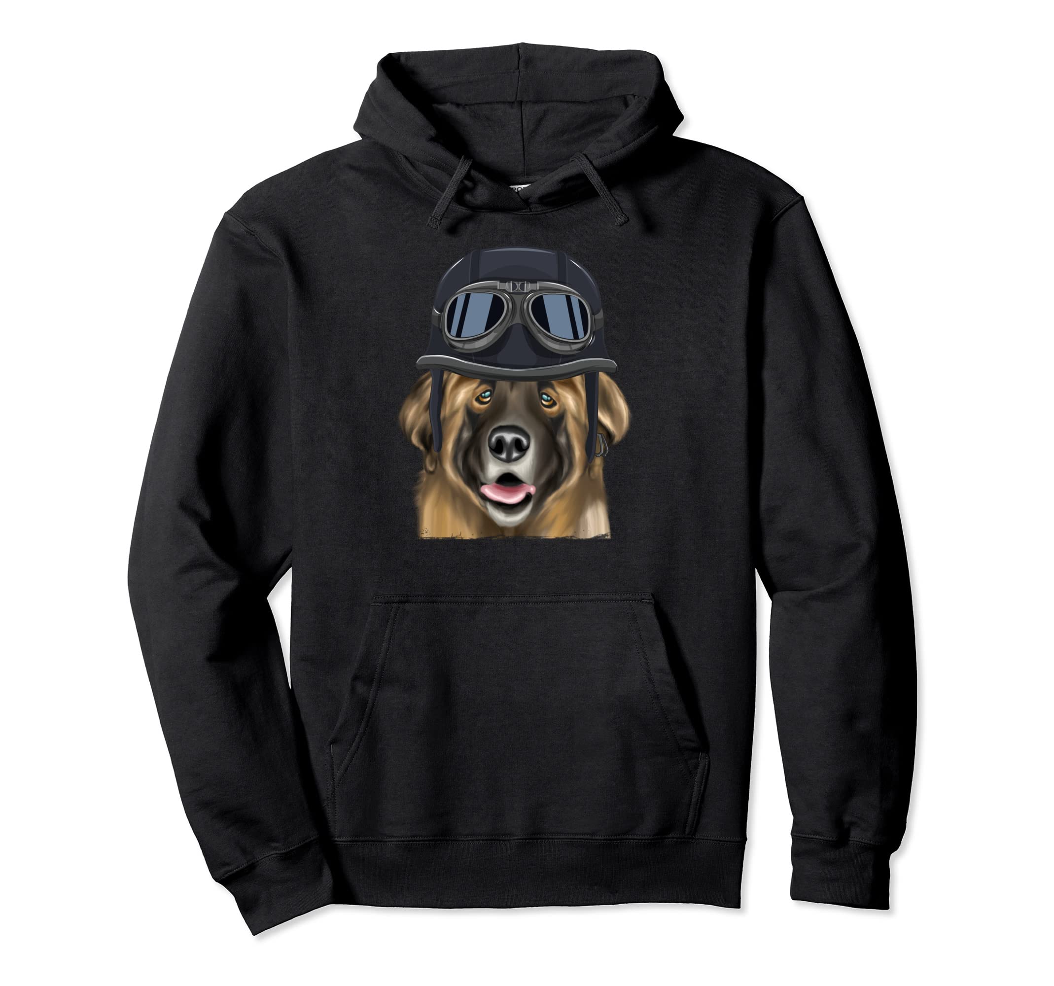 Funny Motorcycle Helmet Leonberger Hoodie - Novelty Apparel Unisex - T-Shirt, Sweatshirt, Hoodie