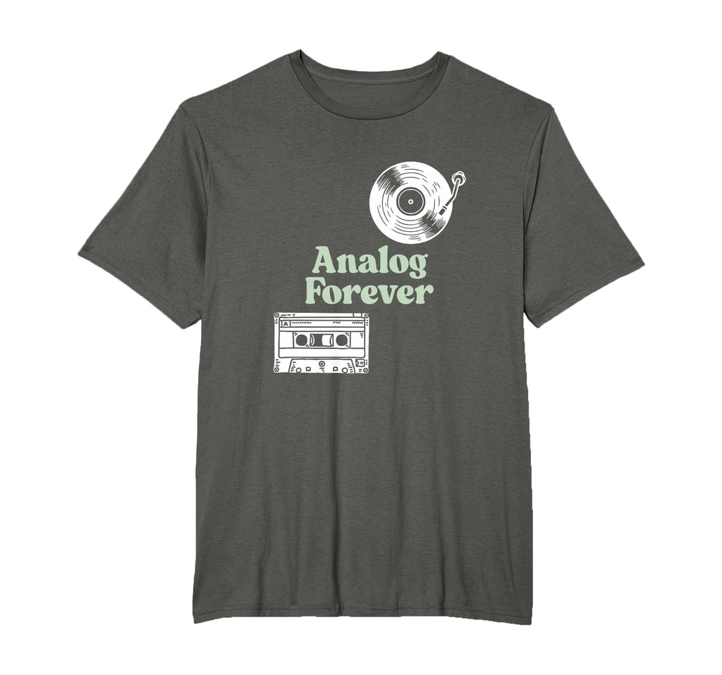 Analog Forever Music Cassette Vinyl T-Shirt - Novelty Apparel for Adults - T-Shirt, Sweatshirt, Hoodie