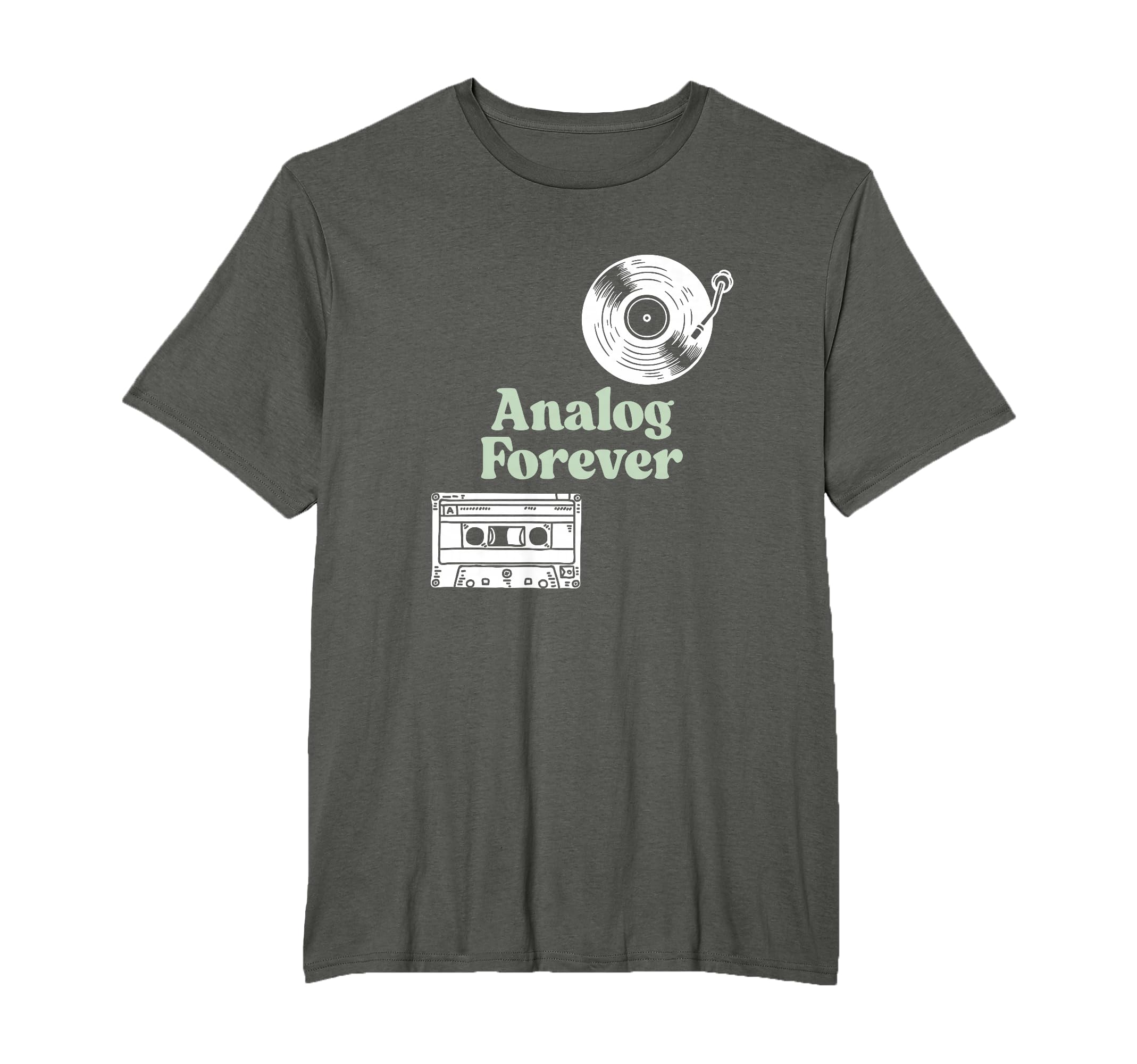 Analog Forever Music Cassette Vinyl T-Shirt - Novelty Apparel for Adults - T-Shirt, Sweatshirt, Hoodie