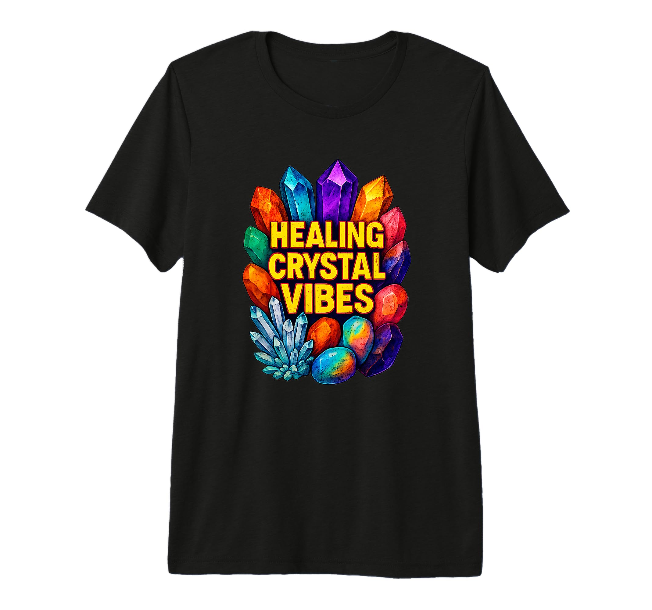 Healing Crystal Vibes Gemstone Rainbow T-Shirt - Graphic Print Unisex - T-Shirt, Sweatshirt, Hoodie