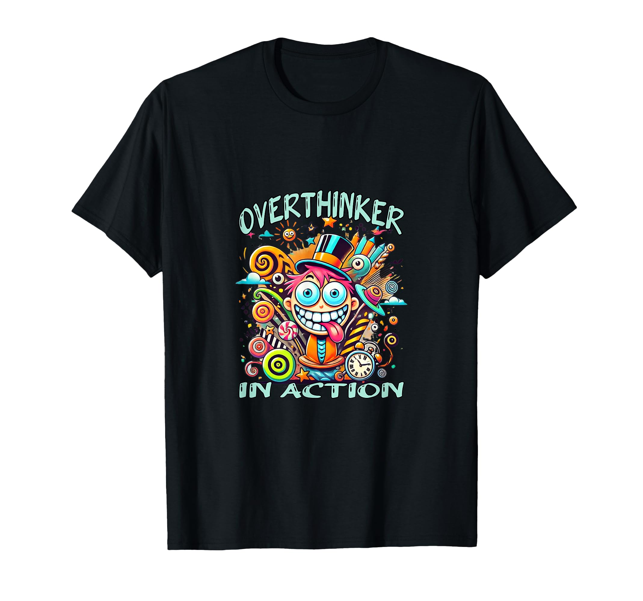 Overthinker Action Funny Adhd Chaos T-Shirt - Trendy Graphic for Adults - T-Shirt, Sweatshirt, Hoodie