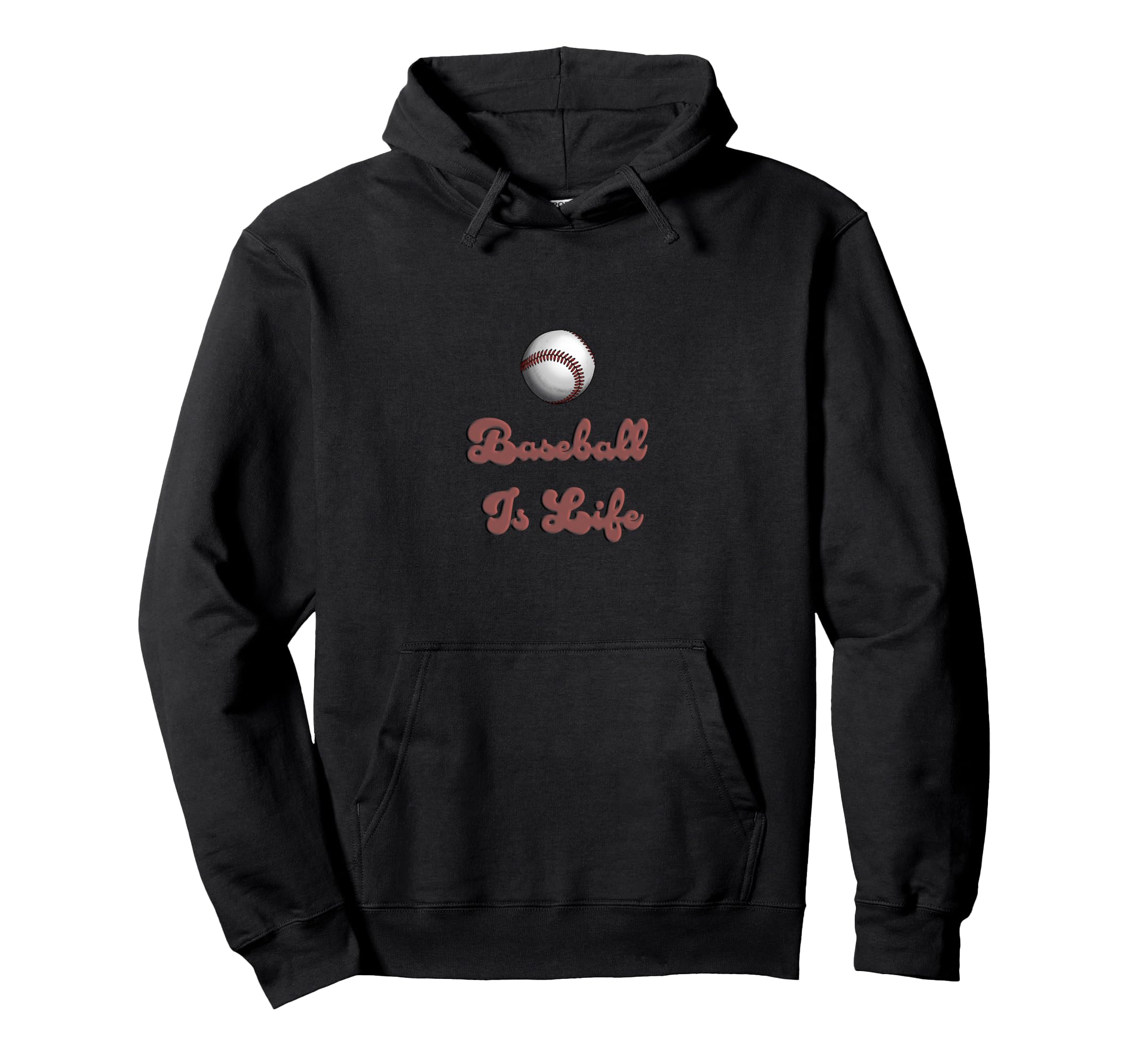 Baseball Is Life Script Athletic Hoodie - Casual Everyday Wear Men Women - T-Shirt, Sweatshirt, Hoodie