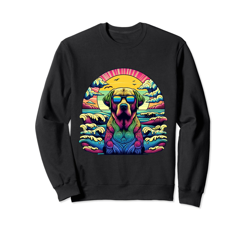 Labrador 1970S Psychedelic Beach Sweatshirt - Aesthetic Graphic Men Women - T-Shirt, Sweatshirt, Hoodie