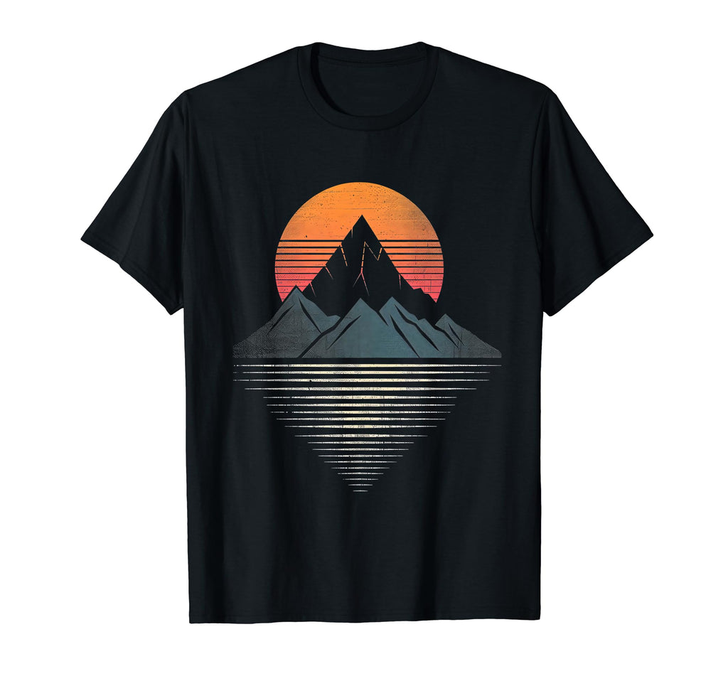 Sunset Mountain Black Geometric T-Shirt - Novelty Apparel Men Women - T-Shirt, Sweatshirt, Hoodie