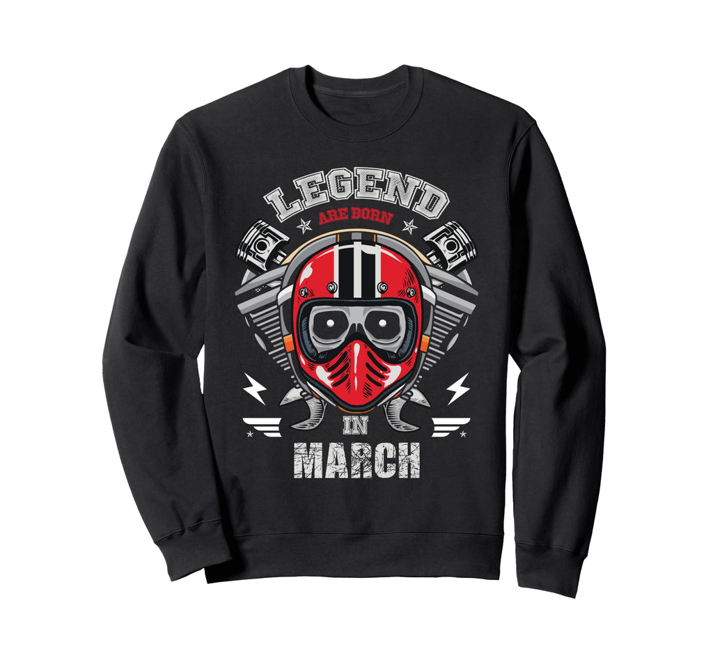 Biker Born March Motorcycle Sweatshirt - Fun Novelty Design for Adults - T-Shirt, Sweatshirt, Hoodie