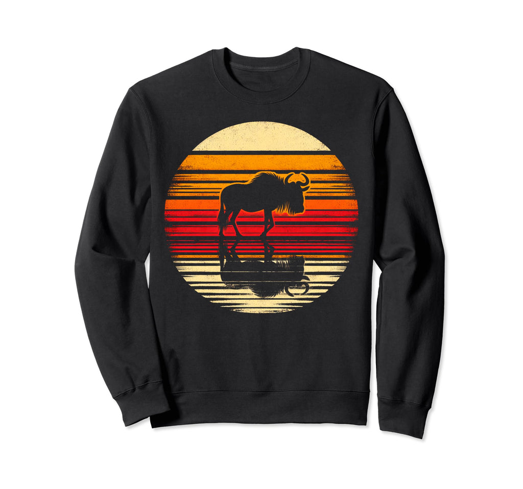 Wildebeest Sunset Safari 70S Sweatshirt - Casual Everyday Wear Men Women - T-Shirt, Sweatshirt, Hoodie