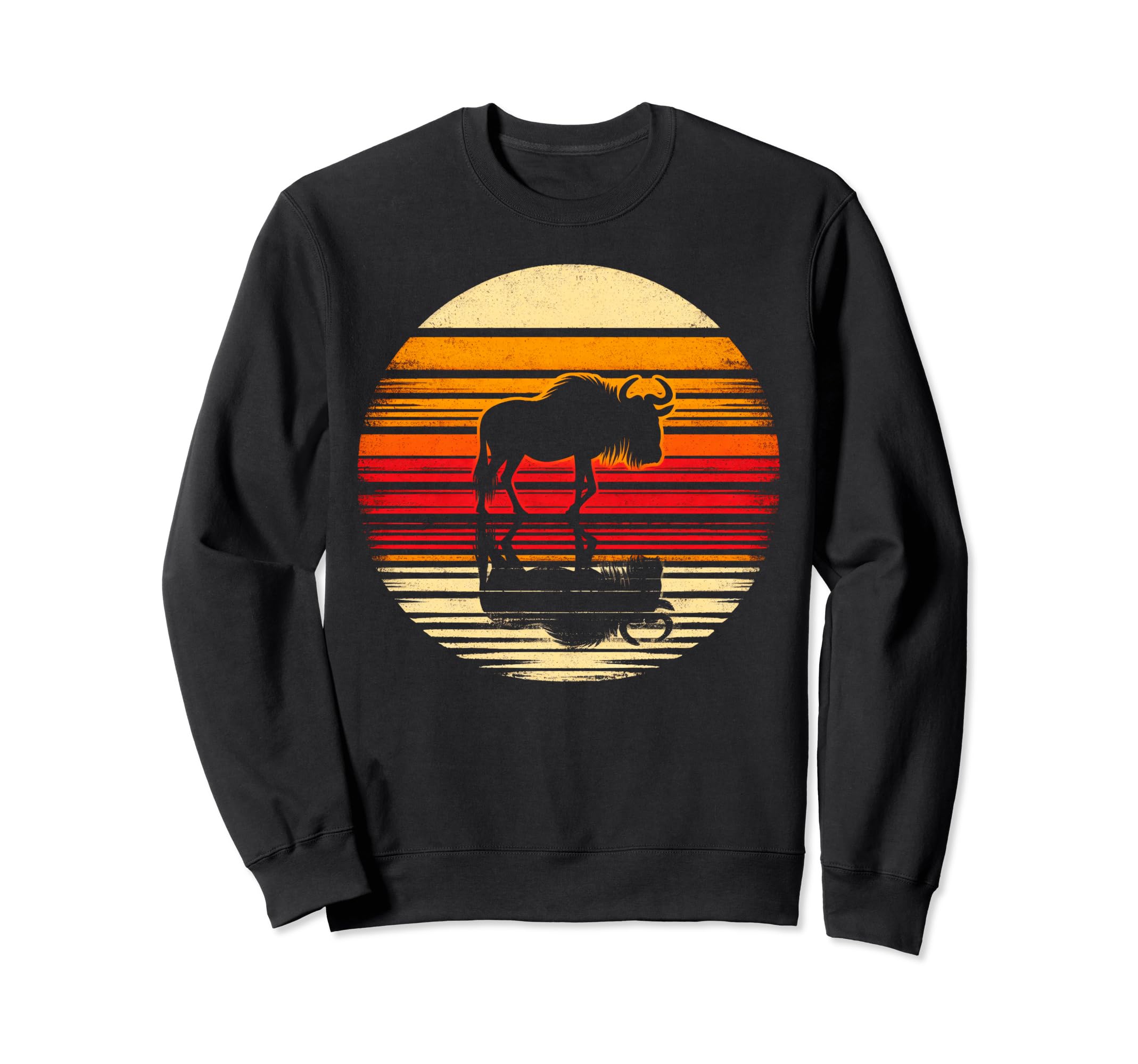 Wildebeest Sunset Safari 70S Sweatshirt - Casual Everyday Wear Men Women - T-Shirt, Sweatshirt, Hoodie