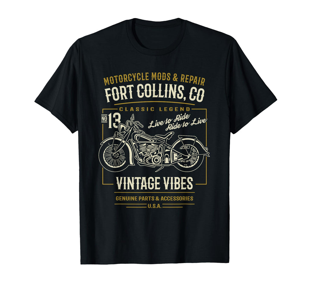 Fort Collins Colorado Usa Motorcycle T-Shirt - Graphic Print for Adults - T-Shirt, Sweatshirt, Hoodie