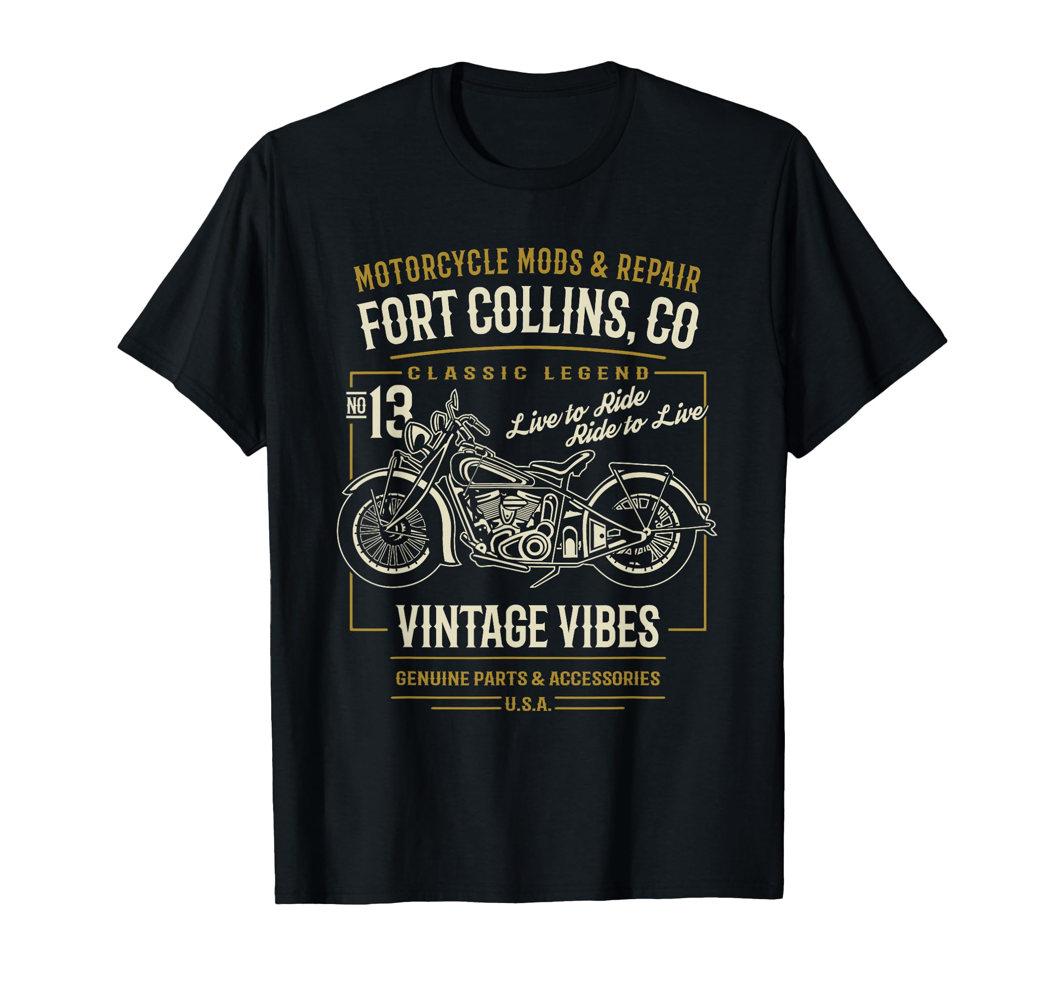 Fort Collins Colorado Usa Motorcycle T-Shirt - Graphic Print for Adults - T-Shirt, Sweatshirt, Hoodie