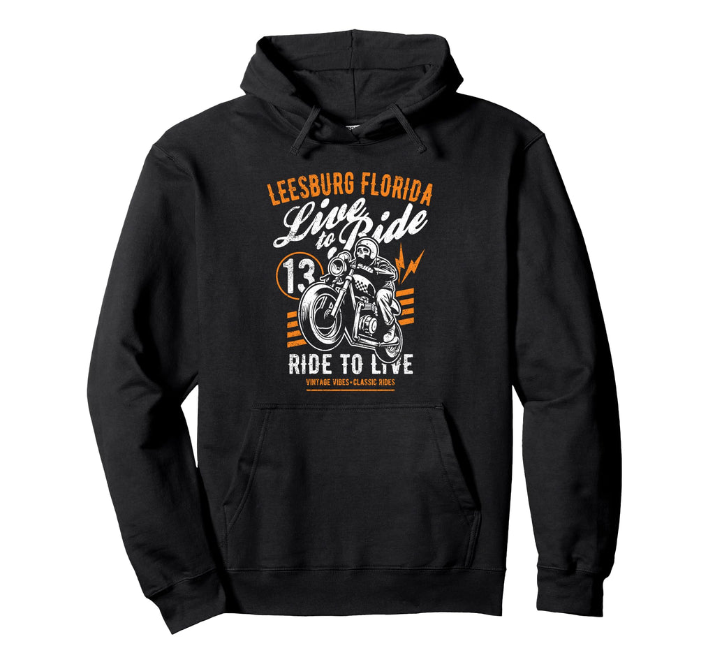 Leesburg Florida Motorcycle Rider Hoodie - Fun Novelty Design Men Women - T-Shirt, Sweatshirt, Hoodie
