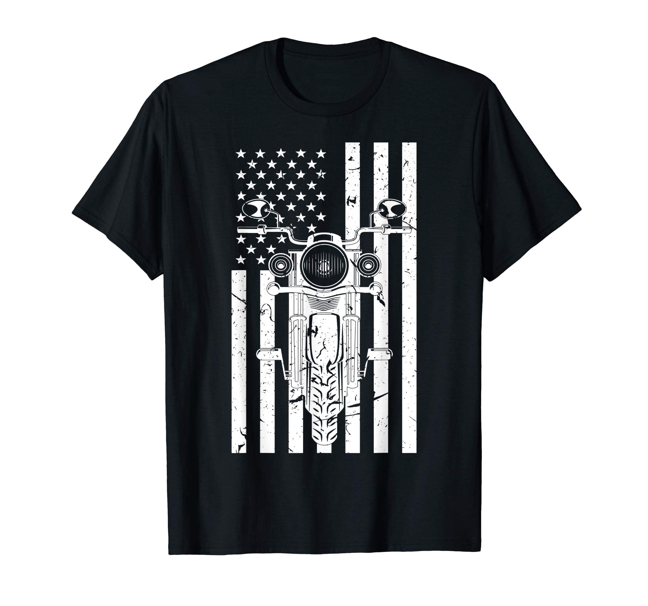 Distressed Motorcycle Us Flag T-Shirt - Fun Novelty Design Unisex - T-Shirt, Sweatshirt, Hoodie