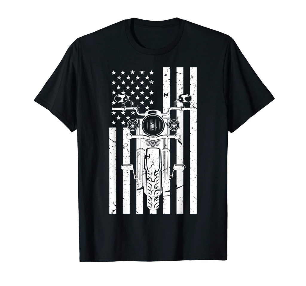 Distressed Motorcycle Us Flag T-Shirt - Novelty Apparel for Adults - T-Shirt, Sweatshirt, Hoodie