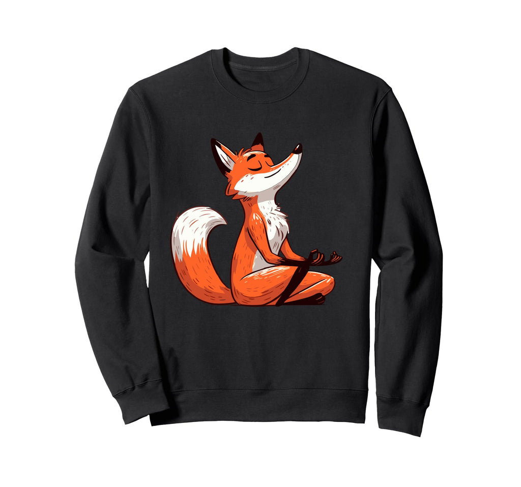 Meditation Fox Yoga Pose Relaxing Animal Sweatshirt - Trendy Graphic Unisex - T-Shirt, Sweatshirt, Hoodie