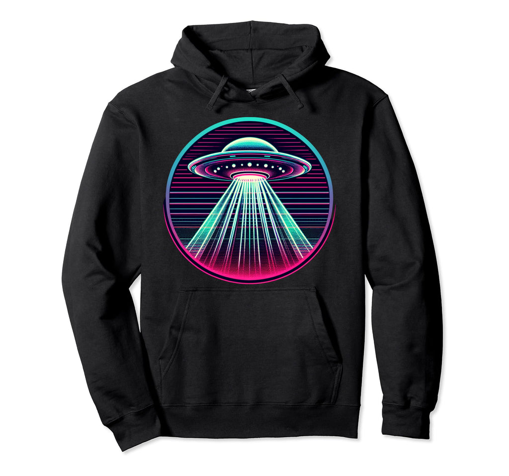 Spaceship 80S Synthwave Vaporwave Hoodie - Aesthetic Graphic for Adults - T-Shirt, Sweatshirt, Hoodie