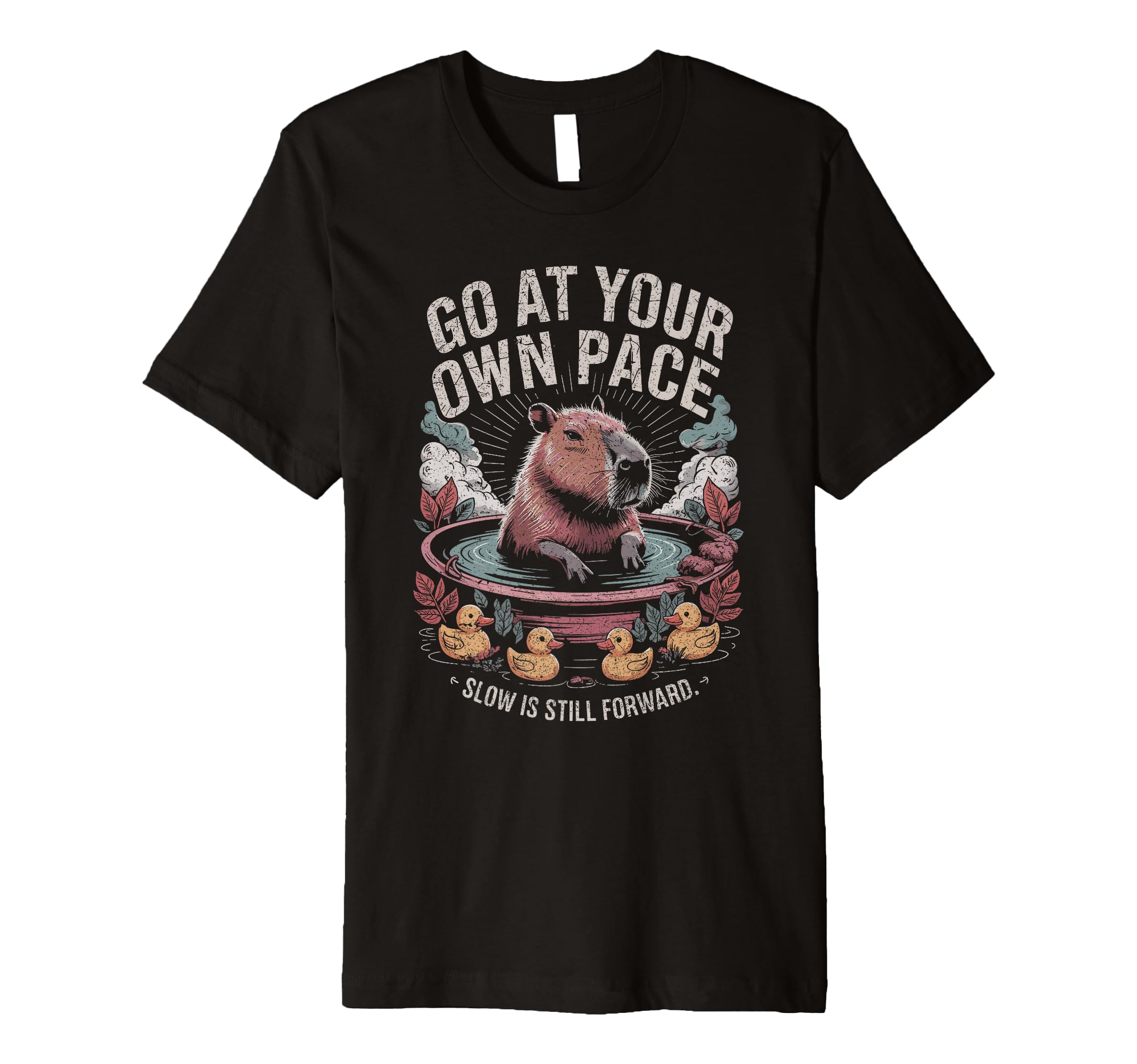 Go Your Own Pace Capybara Ducks T-Shirt - Aesthetic Graphic Men Women - T-Shirt, Sweatshirt, Hoodie