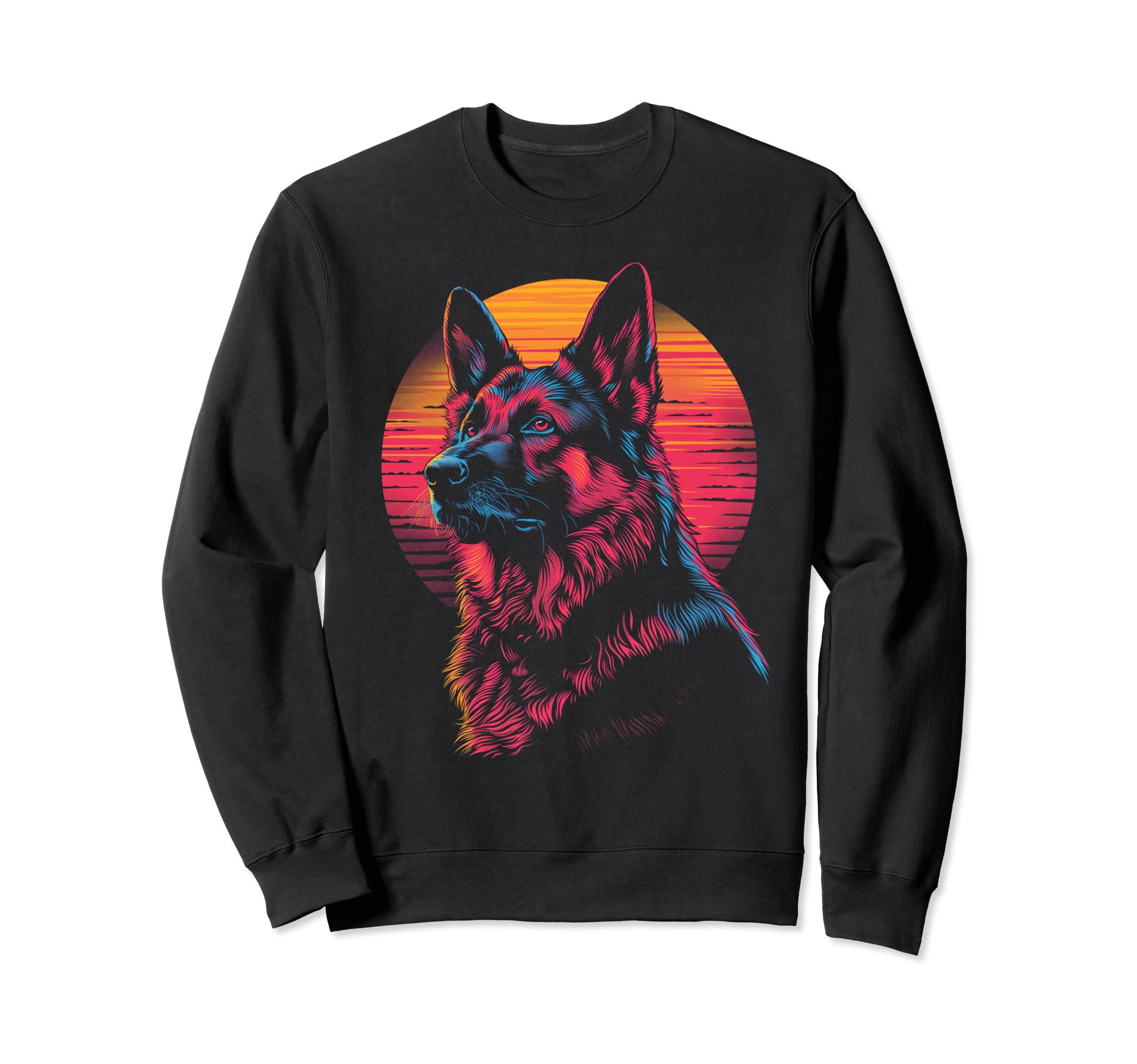 German Shepherd Dog Vaporwave Sweatshirt - Fun Novelty Design Unisex - T-Shirt, Sweatshirt, Hoodie