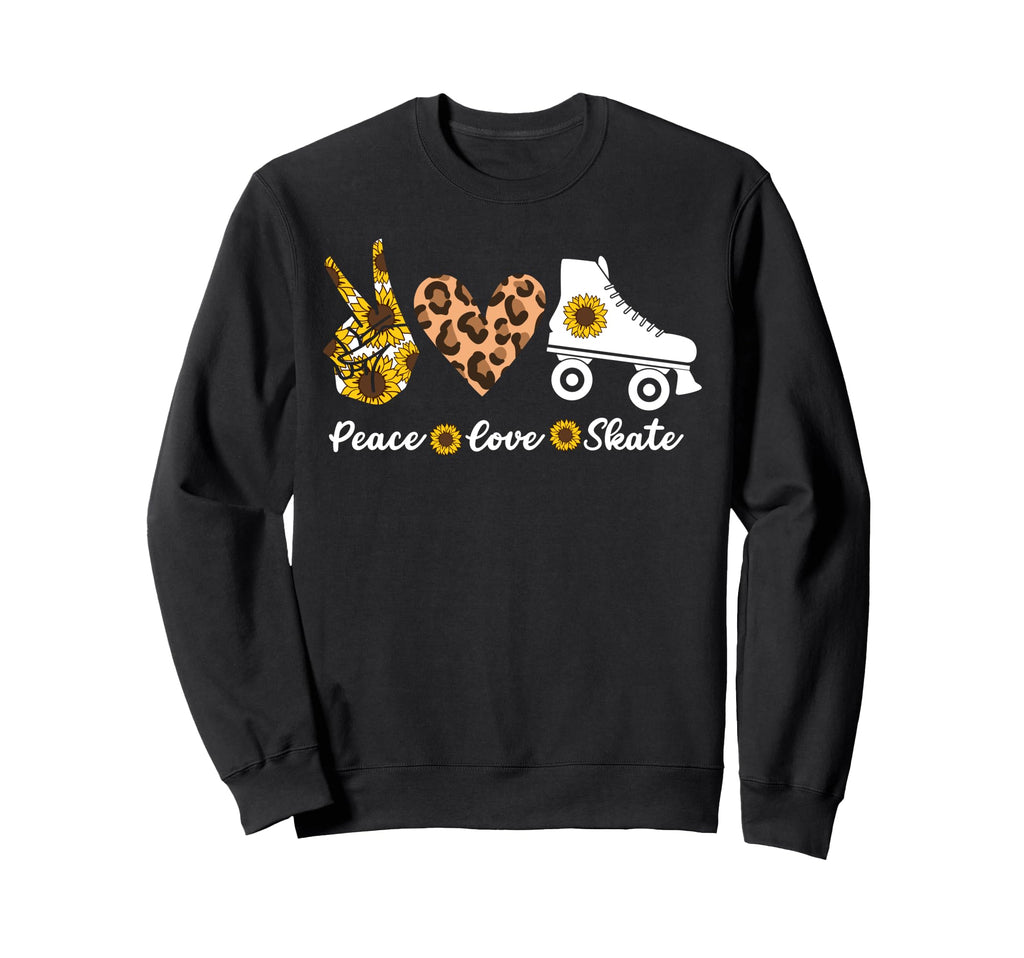 Roller Skating Skate Heart Peace Love Sweatshirt - Minimalist Print Unisex - T-Shirt, Sweatshirt, Hoodie
