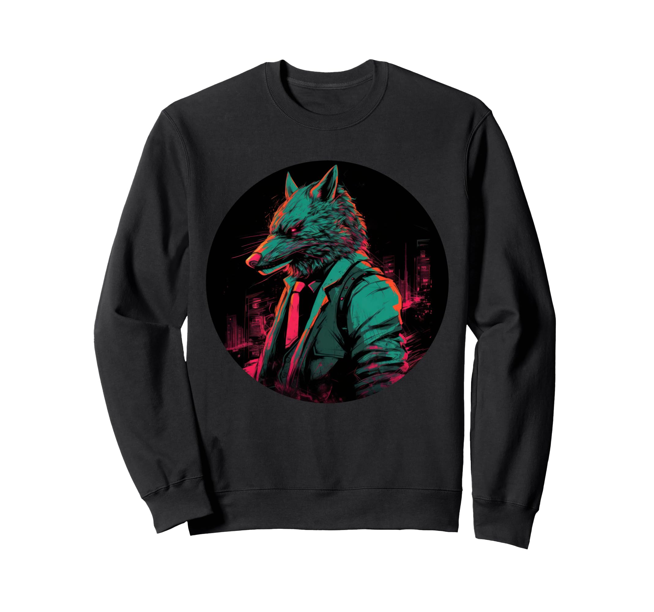 Graffiti Wolf Street Art Urban Sweatshirt - Minimalist Print for Adults - T-Shirt, Sweatshirt, Hoodie