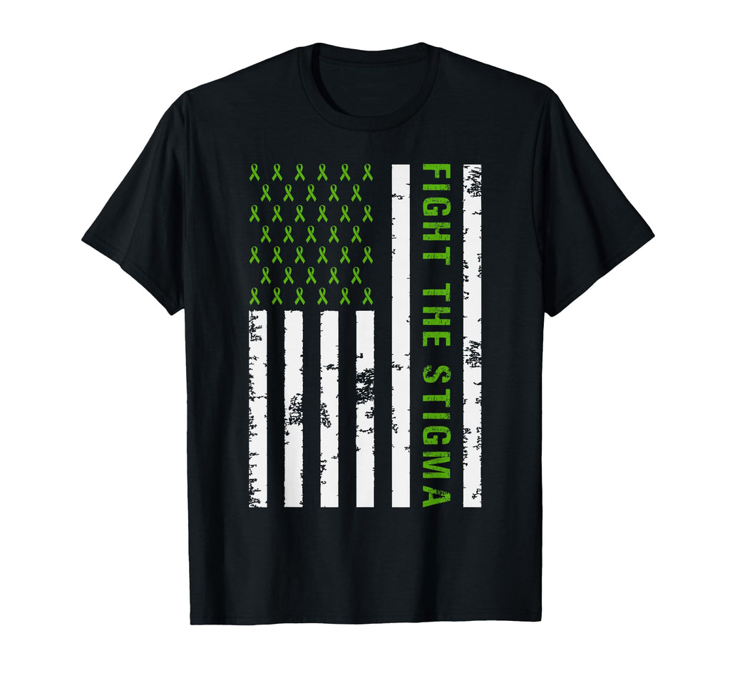 Fight Stigma Ribbon American Flag T-Shirt - Unique Graphic for Adults - T-Shirt, Sweatshirt, Hoodie