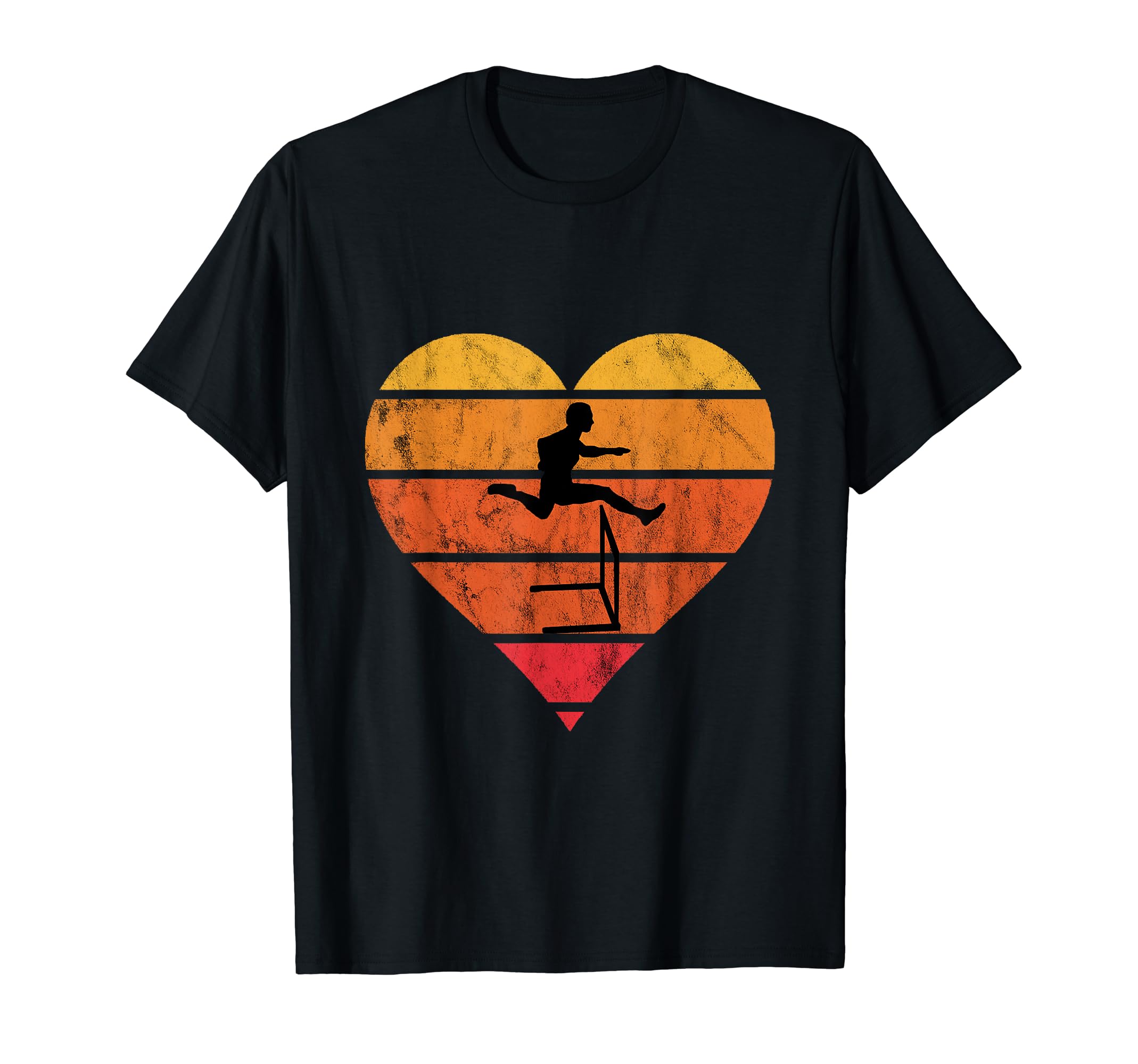 Hurdle Runner Heart Sunset Hurdles T-Shirt - Novelty Apparel Unisex - T-Shirt, Sweatshirt, Hoodie