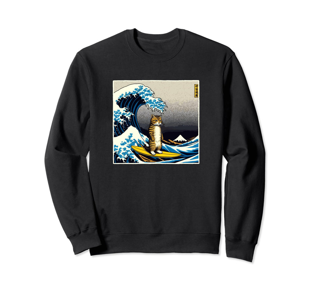 Cats Kanagawa Adventure Sweatshirt - Novelty Apparel for Adults - T-Shirt, Sweatshirt, Hoodie