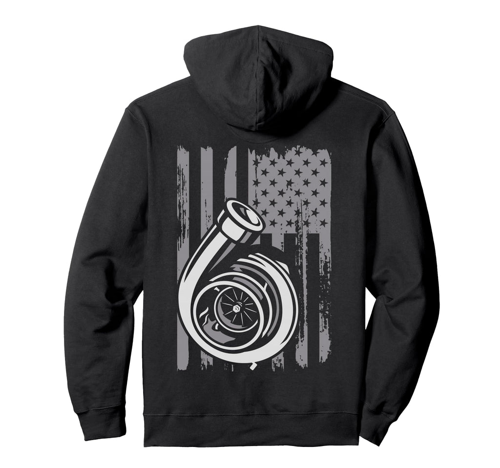 Turbo Us Flag Tuner Car Guy Hoodie - Novelty Apparel Men Women - T-Shirt, Sweatshirt, Hoodie