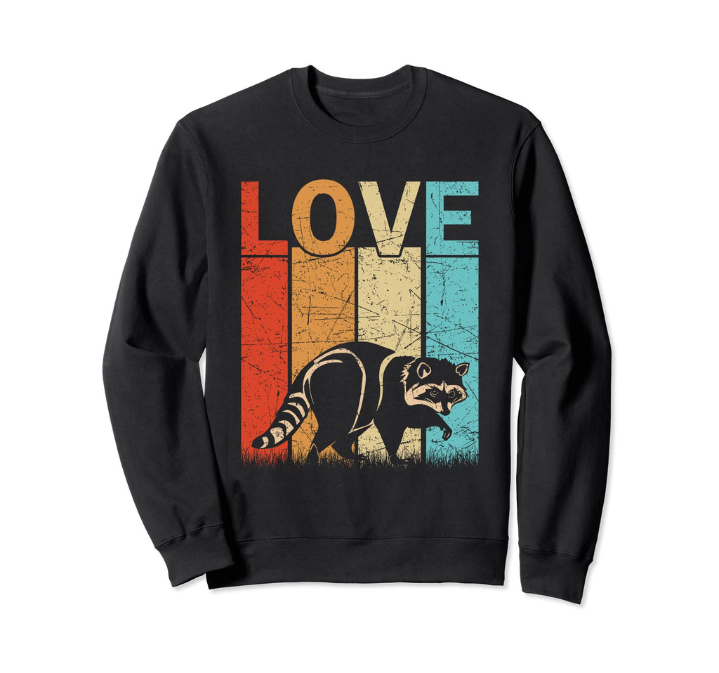Love Raccoon 70S Distressed Raccoon Sweatshirt - Trendy Graphic for Adults - T-Shirt, Sweatshirt, Hoodie