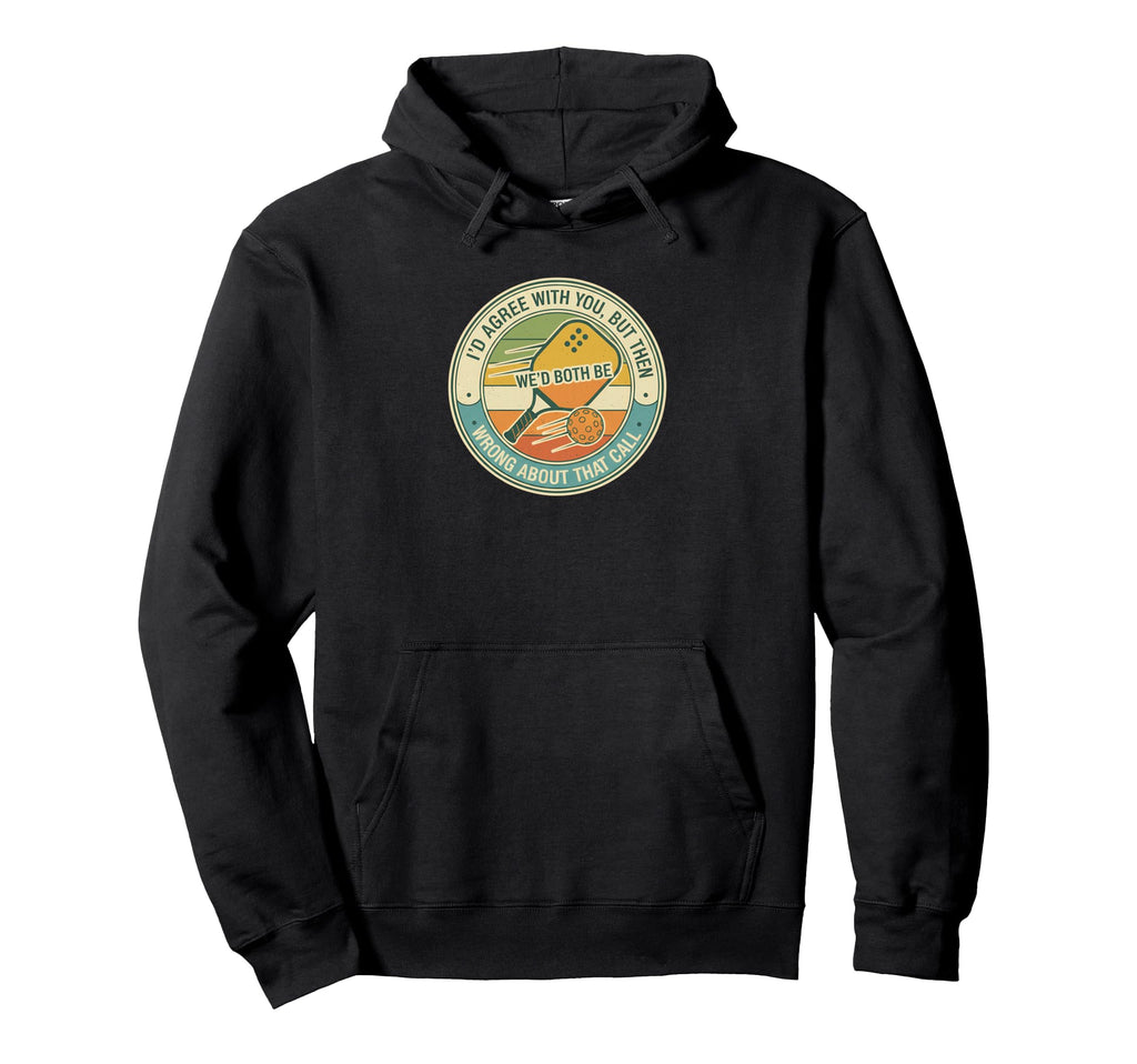 Pickleball Court 70S Circular Hoodie - Graphic Print Unisex - T-Shirt, Sweatshirt, Hoodie