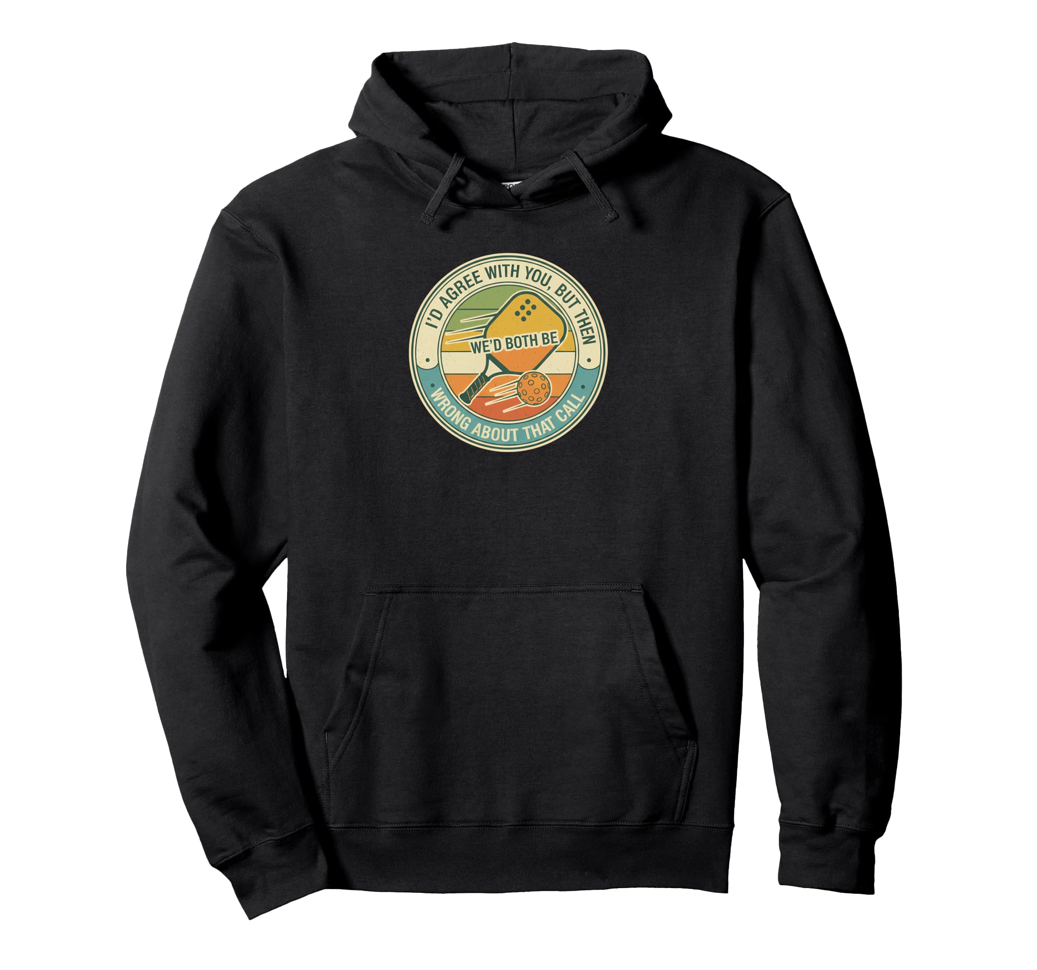 Pickleball Court 70S Circular Hoodie - Graphic Print Unisex - T-Shirt, Sweatshirt, Hoodie