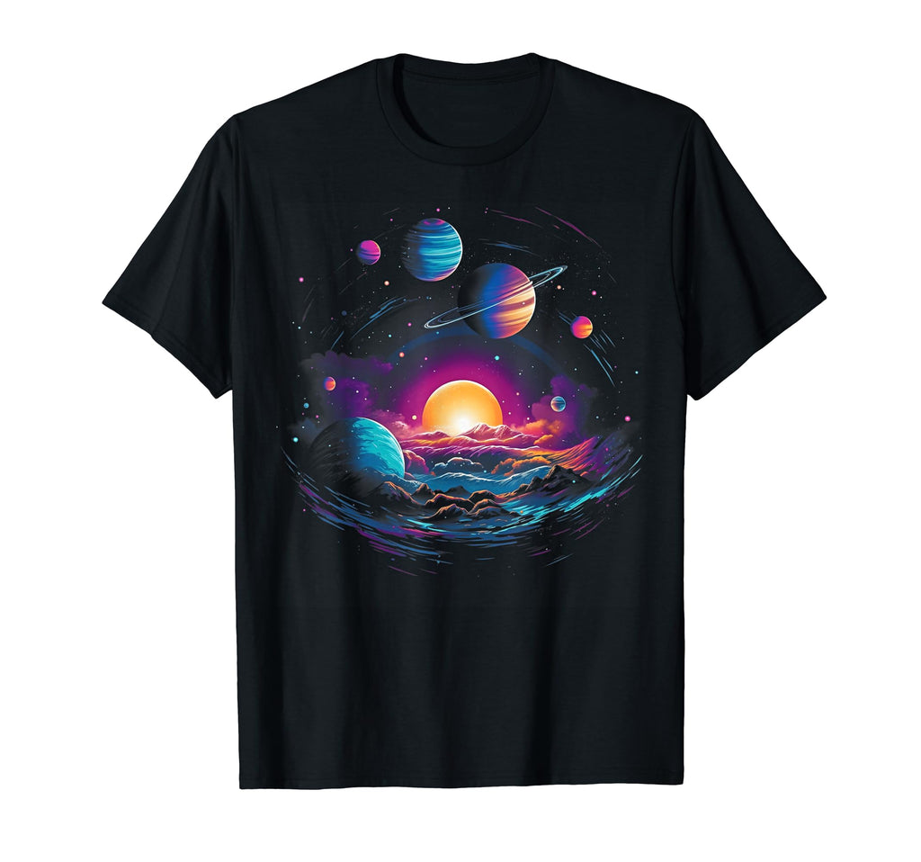 Vaporwave Solar System 80S T-Shirt - Fun Novelty Design for Adults - T-Shirt, Sweatshirt, Hoodie