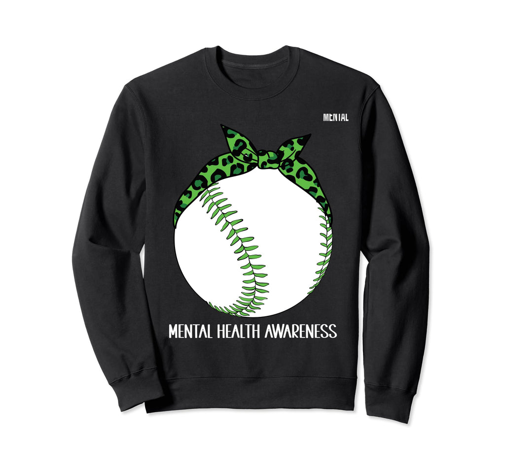 Baseball Wear Green Mental Health Sweatshirt - Minimalist Print Unisex - T-Shirt, Sweatshirt, Hoodie