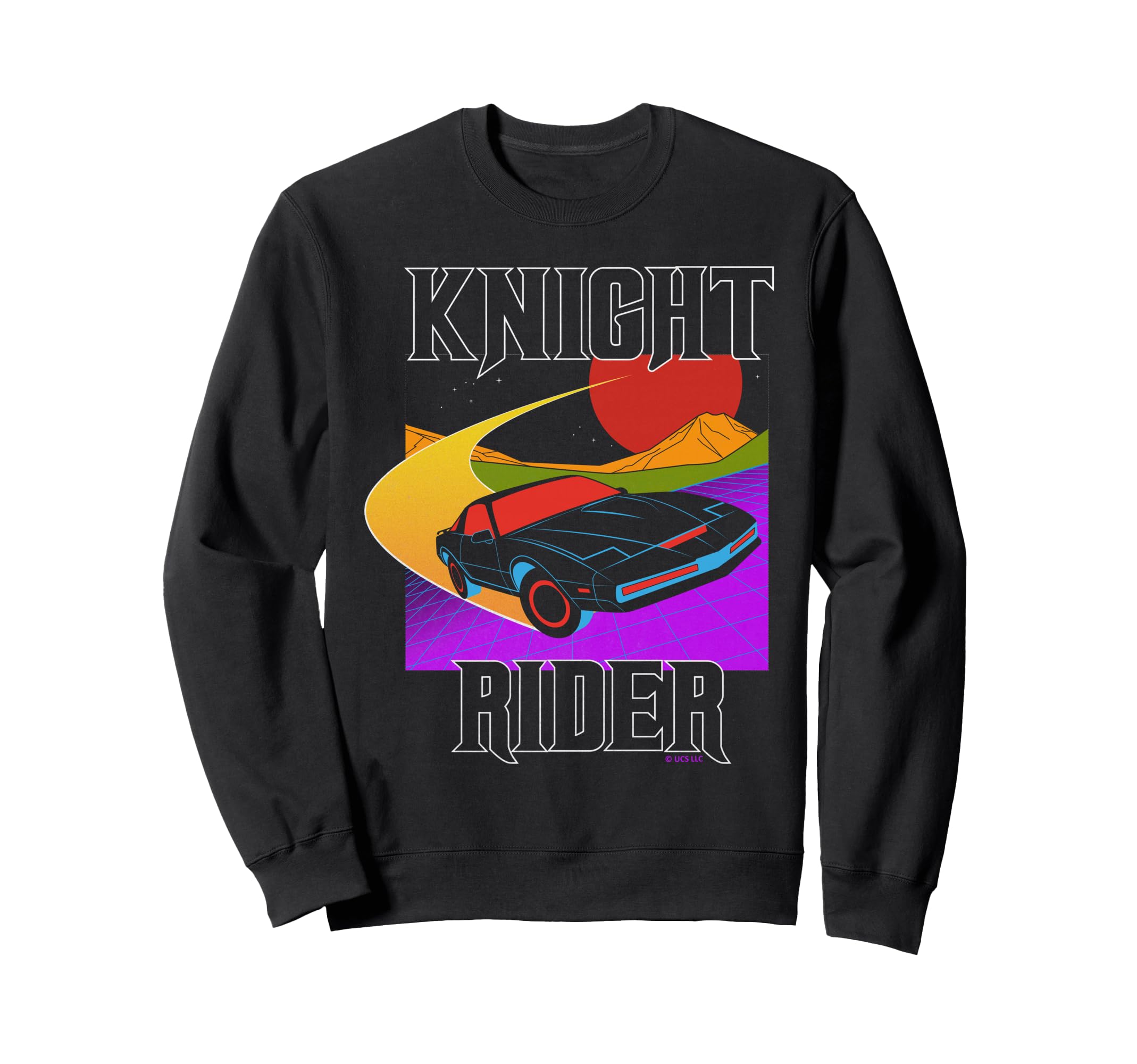 Knight Rider Neon Car Sunset Sweatshirt - Aesthetic Graphic Unisex - T-Shirt, Sweatshirt, Hoodie