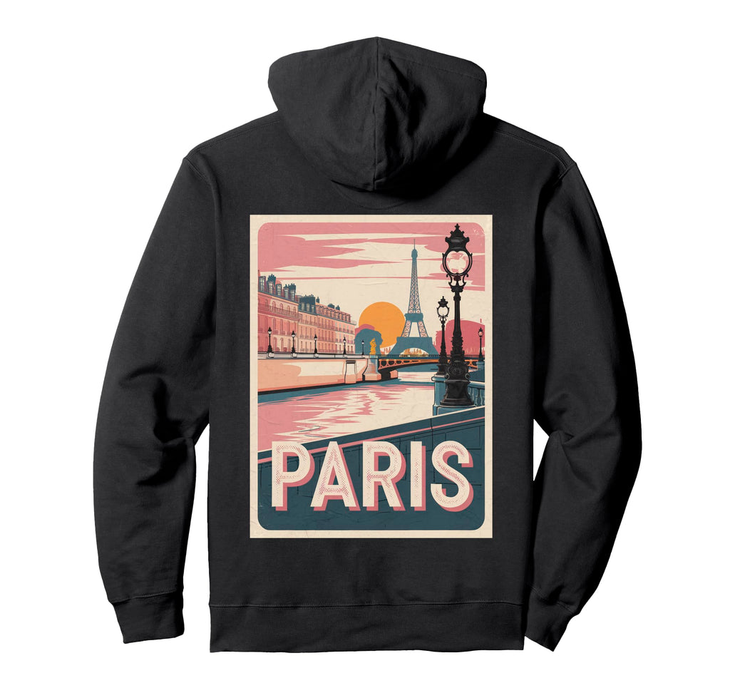 Paris Eiffel Tower River Sunset Hoodie - Casual Everyday Wear for Adults - T-Shirt, Sweatshirt, Hoodie
