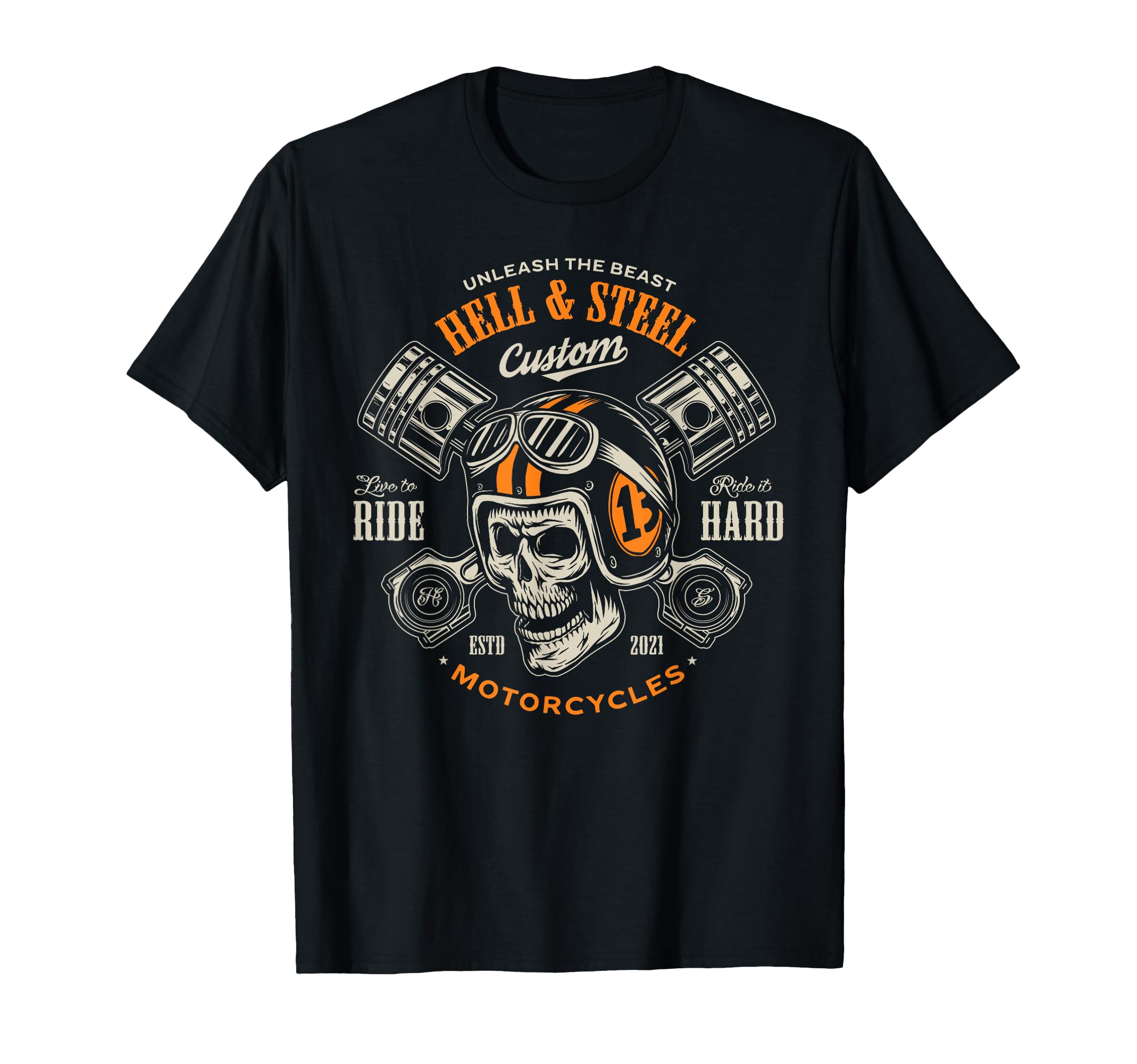 Motorcycle Skull And Piston Crossbones T-Shirt - Graphic Print Men Women - T-Shirt, Sweatshirt, Hoodie