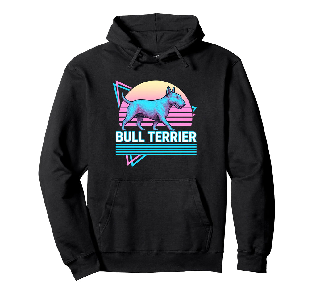 English Bull Terrier Synthwave Aesthetic Hoodie - Novelty Apparel Unisex - T-Shirt, Sweatshirt, Hoodie