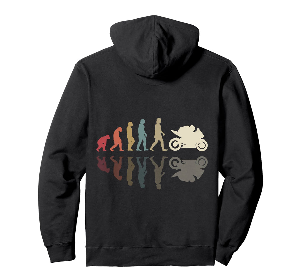 Motorcycle Evolution Shadow Biker Hoodie - Minimalist Print for Adults - T-Shirt, Sweatshirt, Hoodie