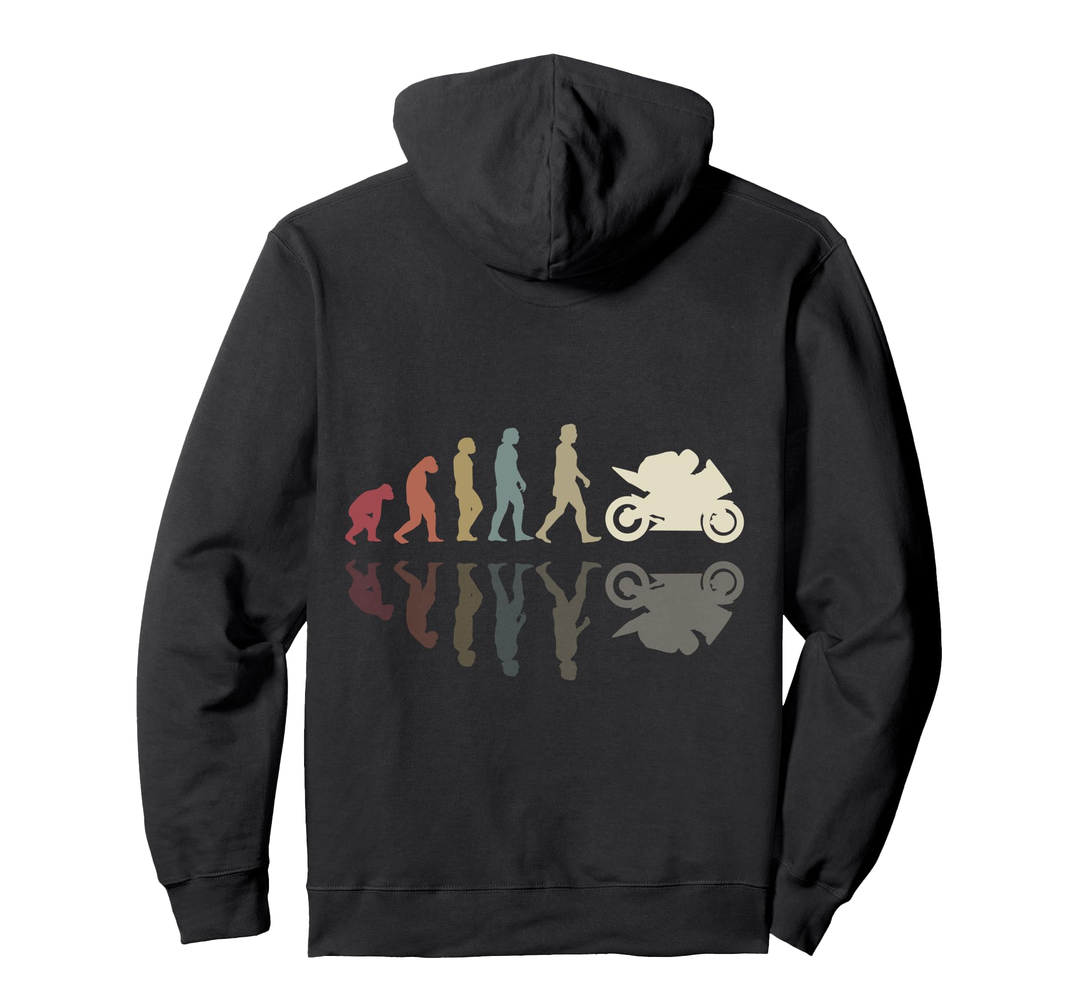 Motorcycle Evolution Shadow Biker Hoodie - Minimalist Print for Adults - T-Shirt, Sweatshirt, Hoodie